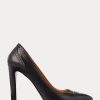 Mustat naisten Ralph Lauren Ainsley Calfskin -korkokengät