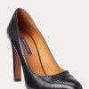 Mustat naisten Ralph Lauren Ainsley Calfskin -korkokengät