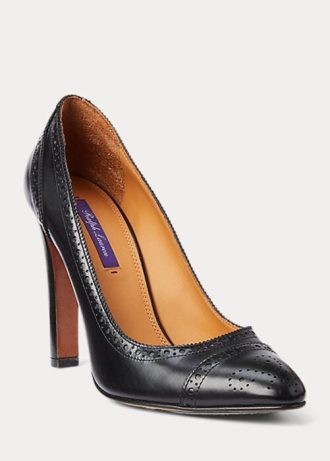 Mustat naisten Ralph Lauren Ainsley Calfskin -korkokengät Mustat naisten Ralph Lauren Ainsley Calfskin -korkokengät