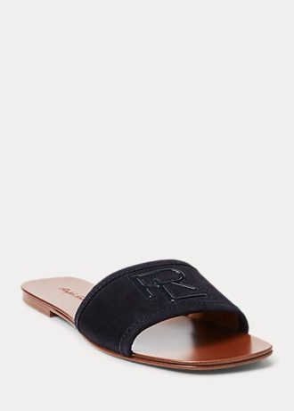 Mustat naisten Ralph Lauren Andela Calf-Suede sandaalit Mustat naisten Ralph Lauren Andela Calf-Suede sandaalit