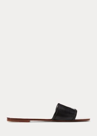 Mustat naisten Ralph Lauren Andela kiillotetut vasikannahkaiset sandaalit Mustat naisten Ralph Lauren Andela kiillotetut vasikannahkaiset sandaalit