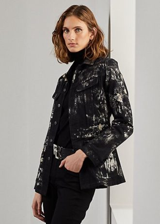 Mustat naisten Ralph Lauren Bacall koristellut farkkutakit Mustat naisten Ralph Lauren Bacall koristellut farkkutakit