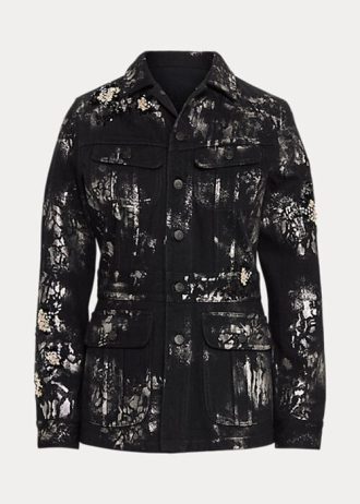 Mustat naisten Ralph Lauren Bacall koristellut farkkutakit Mustat naisten Ralph Lauren Bacall koristellut farkkutakit