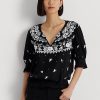 Mustat naisten Ralph Lauren -brodeeratut jersey-neck-topit Mustat naisten Ralph Lauren -brodeeratut jersey-neck-topit