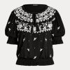 Mustat naisten Ralph Lauren -brodeeratut jersey-neck-topit Mustat naisten Ralph Lauren -brodeeratut jersey-neck-topit