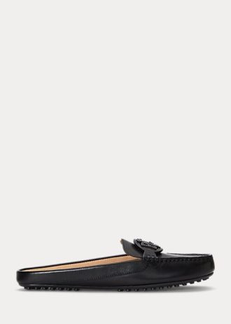 Mustat naisten Ralph Lauren Brynn kiillotetut nahkaiset kuljettajakengät Mustat naisten Ralph Lauren Brynn kiillotetut nahkaiset kuljettajakengät