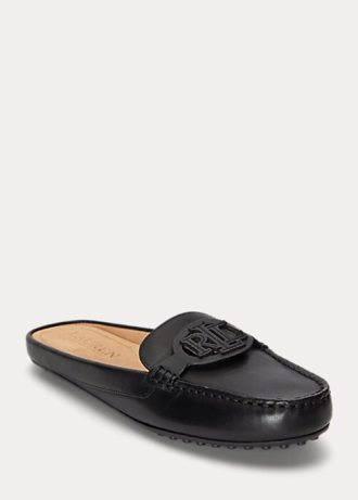 Mustat naisten Ralph Lauren Brynn kiillotetut nahkaiset kuljettajakengät Mustat naisten Ralph Lauren Brynn kiillotetut nahkaiset kuljettajakengät