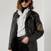 Mustat naisten Ralph Lauren Cadena Calfskin -mototakit Mustat naisten Ralph Lauren Cadena Calfskin -mototakit