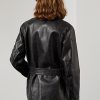 Mustat naisten Ralph Lauren Cadena Calfskin -mototakit Mustat naisten Ralph Lauren Cadena Calfskin -mototakit