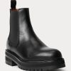 Mustat naisten Ralph Lauren Calfskin Lug Chelsea -saappaat Mustat naisten Ralph Lauren Calfskin Lug Chelsea -saappaat