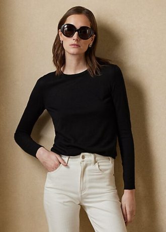 Mustat naisten Ralph Lauren Cashmere -neulepuserot Mustat naisten Ralph Lauren Cashmere -neulepuserot