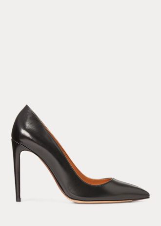 Mustat naisten Ralph Lauren Celia Calfskin -korkokengät Mustat naisten Ralph Lauren Celia Calfskin -korkokengät