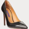 Mustat naisten Ralph Lauren Celia Calfskin -korkokengät Mustat naisten Ralph Lauren Celia Calfskin -korkokengät