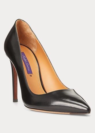 Mustat naisten Ralph Lauren Celia Calfskin -korkokengät Mustat naisten Ralph Lauren Celia Calfskin -korkokengät