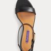Mustat naisten Ralph Lauren Channing Welingtonin kiillotetut sandaalit Mustat naisten Ralph Lauren Channing Welingtonin kiillotetut sandaalit