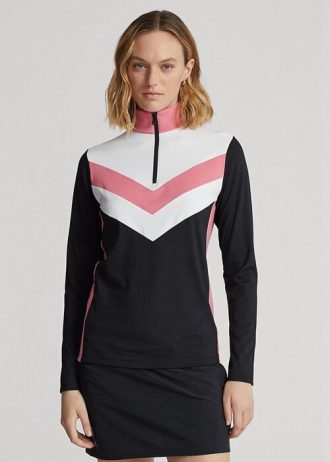 Mustat naisten Ralph Lauren Chevron-raitaiset neljäsvetoketjuiset villapaidat Mustat naisten Ralph Lauren Chevron-raitaiset neljäsvetoketjuiset villapaidat
