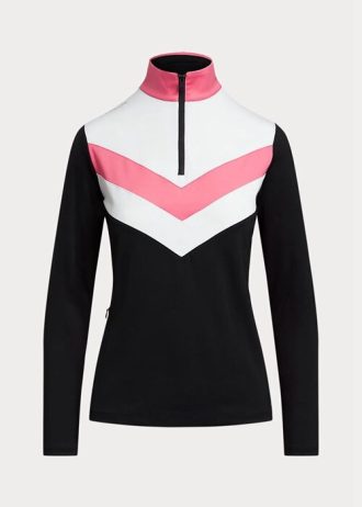 Mustat naisten Ralph Lauren Chevron-raitaiset neljäsvetoketjuiset villapaidat Mustat naisten Ralph Lauren Chevron-raitaiset neljäsvetoketjuiset villapaidat