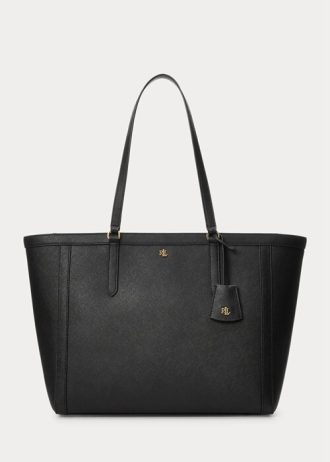 Mustat naisten Ralph Lauren Crosshatch nahkaiset suuret Clare-kangaskassit
