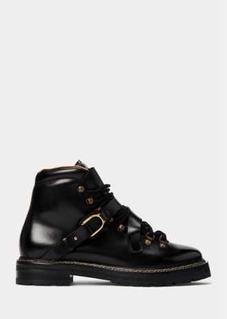 Mustat naisten Ralph Lauren Dimicia Welington Burnishedie -saappaat