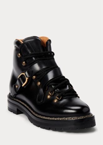 Mustat naisten Ralph Lauren Dimicia Welington Burnishedie -saappaat