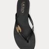 Mustat naisten Ralph Lauren Emalia Nappa -nahkaiset varvastossut Mustat naisten Ralph Lauren Emalia Nappa -nahkaiset varvastossut