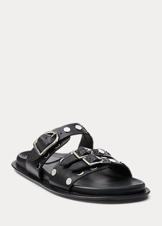 Mustat naisten Ralph Lauren Ezra -nastalliset lampaannahkasandaalit Mustat naisten Ralph Lauren Ezra -nastalliset lampaannahkasandaalit