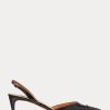 Mustat naisten Ralph Lauren Garland Calfskin Slingback -korkokengät Mustat naisten Ralph Lauren Garland Calfskin Slingback -korkokengät