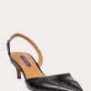 Mustat naisten Ralph Lauren Garland Calfskin Slingback -korkokengät Mustat naisten Ralph Lauren Garland Calfskin Slingback -korkokengät