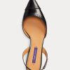 Mustat naisten Ralph Lauren Garland Calfskin Slingback -korkokengät Mustat naisten Ralph Lauren Garland Calfskin Slingback -korkokengät