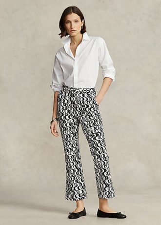 Mustat naisten Ralph Lauren Graphic-Motif Sateen Kick-Flare -housut Mustat naisten Ralph Lauren Graphic-Motif Sateen Kick-Flare -housut