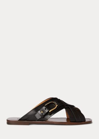 Mustat naisten Ralph Lauren Jacie Calfskin jalustosandaalit Mustat naisten Ralph Lauren Jacie Calfskin jalustosandaalit