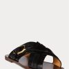 Mustat naisten Ralph Lauren Jacie Calfskin jalustosandaalit Mustat naisten Ralph Lauren Jacie Calfskin jalustosandaalit