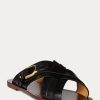 Mustat naisten Ralph Lauren Jacie Calfskin jalustosandaalit Mustat naisten Ralph Lauren Jacie Calfskin jalustosandaalit