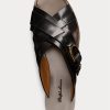 Mustat naisten Ralph Lauren Jacie Calfskin jalustosandaalit Mustat naisten Ralph Lauren Jacie Calfskin jalustosandaalit