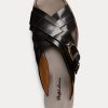 Mustat naisten Ralph Lauren Jacie Calfskin jalustosandaalit Mustat naisten Ralph Lauren Jacie Calfskin jalustosandaalit