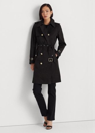 Mustat Naisten Ralph Lauren Kaksiriviset puuvillasekoitetakit Mustat Naisten Ralph Lauren Kaksiriviset puuvillasekoitetakit