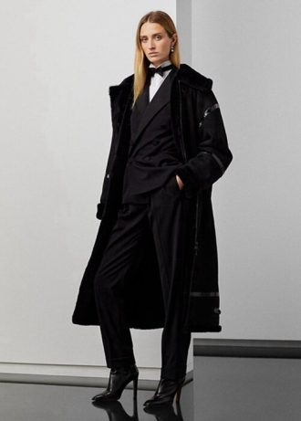 Mustat naisten Ralph Lauren Lanthe Merino Shearling -takit Mustat naisten Ralph Lauren Lanthe Merino Shearling -takit