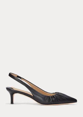 Mustat naisten Ralph Lauren Lolah Nappan nahkaiset Slingback-korkokengät Mustat naisten Ralph Lauren Lolah Nappan nahkaiset Slingback-korkokengät