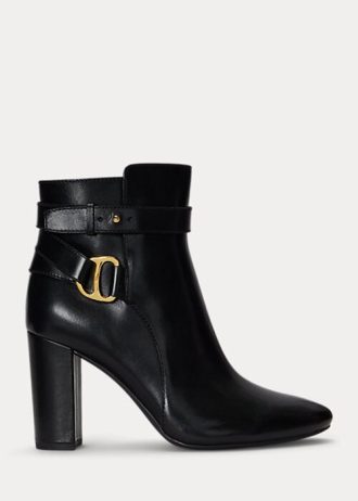 Mustat naisten Ralph Lauren Madelyn kiillotetut nahkasaappaat Mustat naisten Ralph Lauren Madelyn kiillotetut nahkasaappaat
