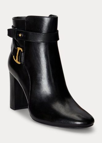 Mustat naisten Ralph Lauren Madelyn kiillotetut nahkasaappaat Mustat naisten Ralph Lauren Madelyn kiillotetut nahkasaappaat