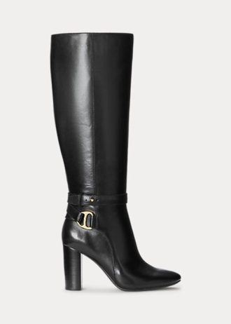 Mustat naisten Ralph Lauren Makennan kiillotetut nahkaiset ratsasaappaat Mustat naisten Ralph Lauren Makennan kiillotetut nahkaiset ratsasaappaat