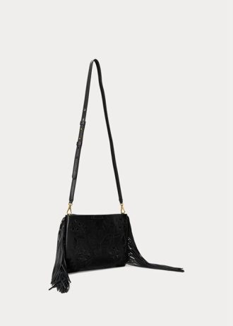 Mustat naisten Ralph Lauren nahkaiset keskikokoiset Elaina Crossbody laukut