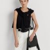 Mustat naisten Ralph Lauren nahkaiset keskikokoiset Elaina Crossbody laukut Mustat naisten Ralph Lauren nahkaiset keskikokoiset Elaina Crossbody laukut