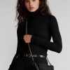 Mustat naisten Ralph Lauren nahkaiset mini Sloane Crossbody laukut Mustat naisten Ralph Lauren nahkaiset mini Sloane Crossbody laukut