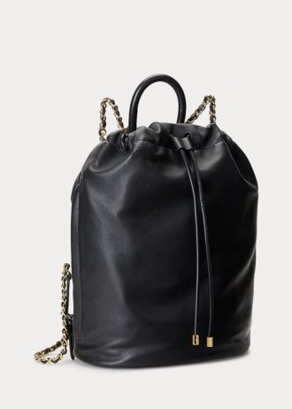 Mustat naisten Ralph Lauren Nappan nahkaiset keskikokoiset Izzie-reput
