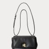 Mustat naisten Ralph Lauren Nappan nahkaiset keskikokoiset olkalaukut Mustat naisten Ralph Lauren Nappan nahkaiset keskikokoiset olkalaukut