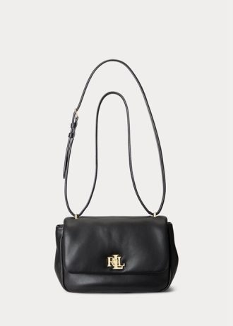 Mustat naisten Ralph Lauren Nappan nahkaiset keskikokoiset olkalaukut