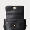 Mustat naisten Ralph Lauren Nappan nahkaiset keskikokoiset olkalaukut Mustat naisten Ralph Lauren Nappan nahkaiset keskikokoiset olkalaukut