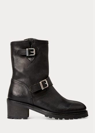 Mustat naisten Ralph Lauren Payge Vachetta -nahkasaappaat Mustat naisten Ralph Lauren Payge Vachetta -nahkasaappaat