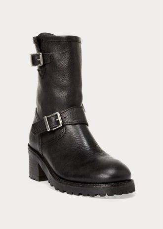 Mustat naisten Ralph Lauren Payge Vachetta -nahkasaappaat Mustat naisten Ralph Lauren Payge Vachetta -nahkasaappaat